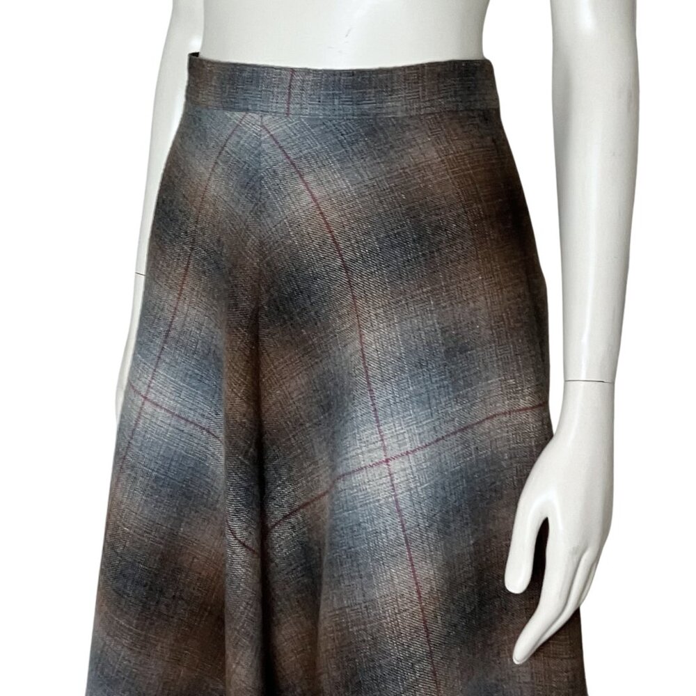 Vintage 70s Wool Blend Plaid A Line Midi Skirt. XS 26" 11. Dark Academia Preppy - Picture 8 of 12